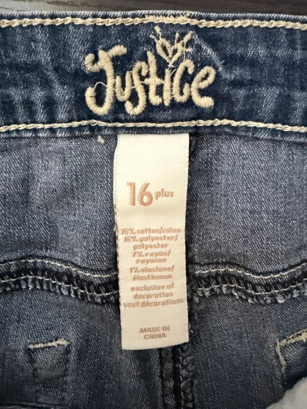 Justice Denim Jean Shorts Boots Cactus Wild & Free Star Patches Size 16 Plus